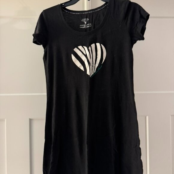 Victoria’s Secret Cotton Lingerie Heart Graphic Black Tee Dress - Size S/P - Picture 1 of 2